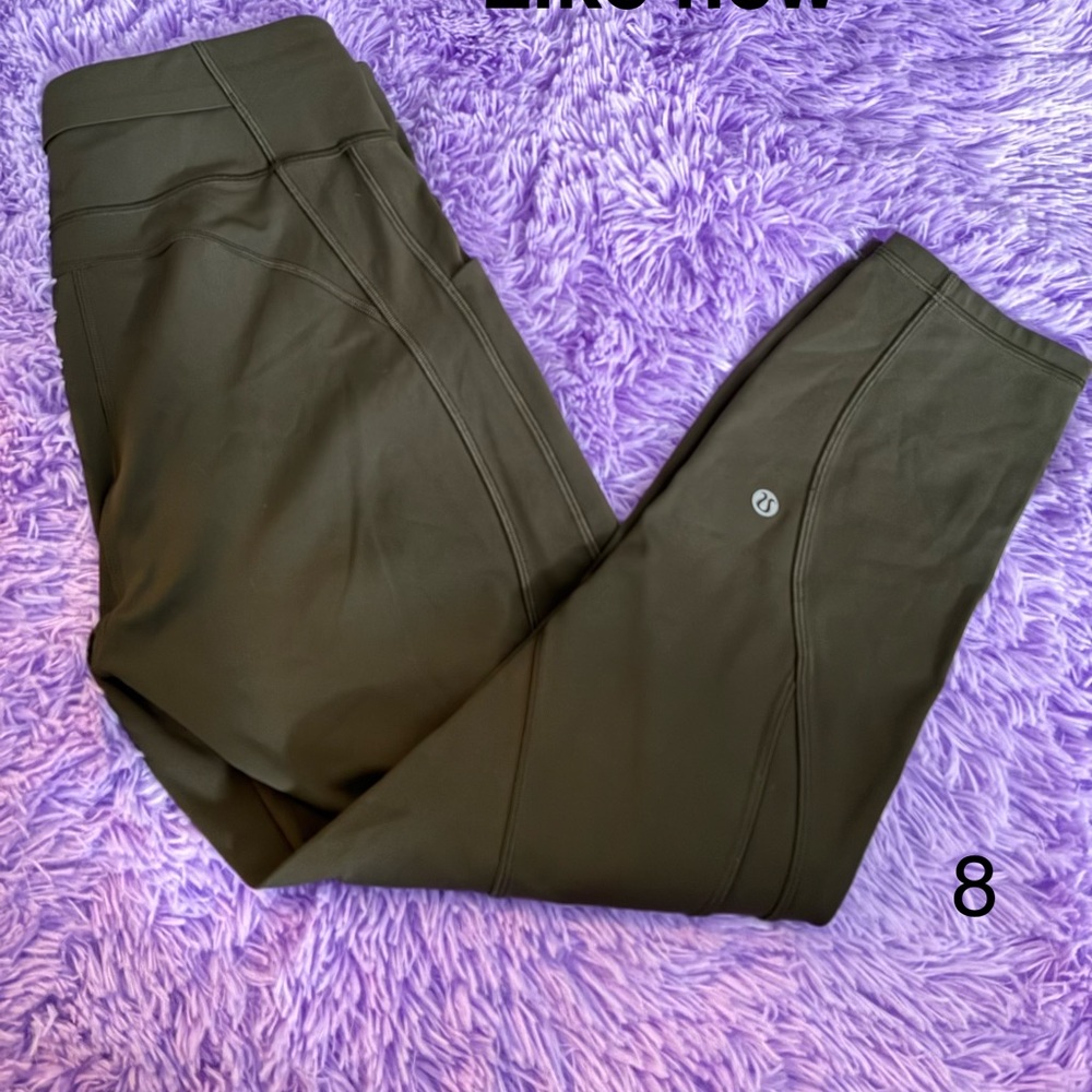 Lululemon Ankle Leggings Stretch Elastic Waist Black Solid Time to Sweat Women 8